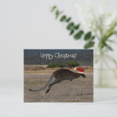 Hoppy Merry Christmas Kangaroo Rote Weihnachtsmann Postkarte (Stehend Vorderseite)