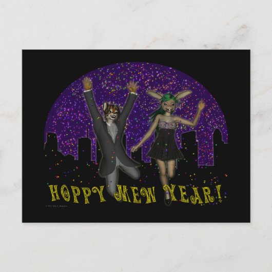 Hoppy Mew Year Postcard Postkarte (Vorderseite)