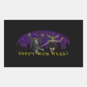 Hoppy Mew Year Rectangle Aufkleber