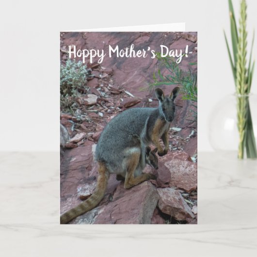 Hoppy Mthers Day Wallaby und Joey Karte (Vorderseite)