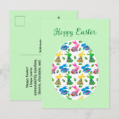 Hoppy Oaster Bunnies Minzgrün Postkarte (Vorne/Hinten)