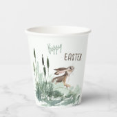 Hoppy Oaster Bunny Floral Watercolor Grüße Pappbecher (Vorderseite)