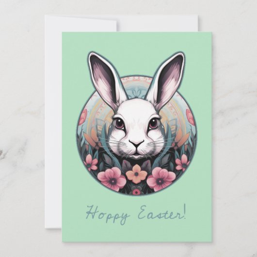 Hoppy Oaster Bunny Holiday Card Feiertagskarte (Vorderseite)