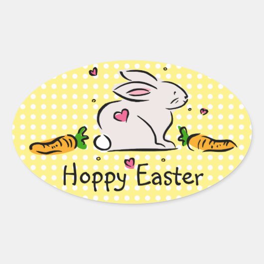 Hoppy Oaster Bunny mit Carrots Ovaler Aufkleber (Vorderseite)