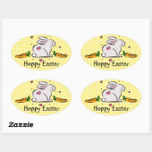 Hoppy Oaster Bunny mit Carrots Ovaler Aufkleber (Blatt)