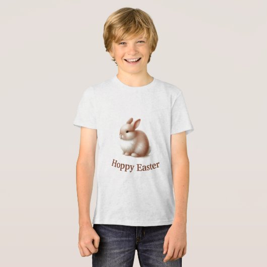 Hoppy Oaster Bunny | Niedlicher Osterlauf für Kind Tri-Blend Shirt (Vorderseite voll)