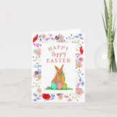 Hoppy Oaster Bunny und Eier Blüte Karte (Vorderseite)