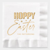 Hoppy Oaster Calligraphy Script Personalisiert Nam Servietten Mit Folie (Vorderseite)