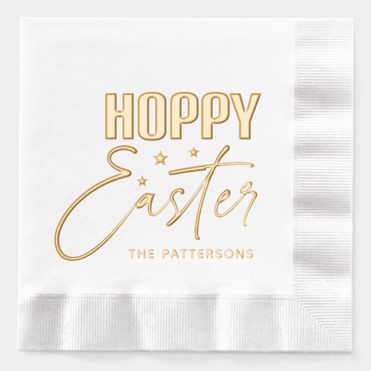 Hoppy Oaster Calligraphy Script Personalisiert Nam Servietten Mit Folie (Vorderseite)