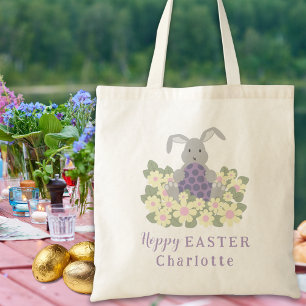 Hoppy Oaster Egg Hunt Bunny Floral Name Tragetasche