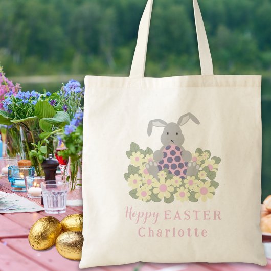 Hoppy Oaster Egg Hunt Bunny Floral Tragetasche