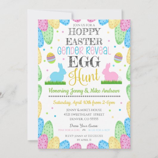 Hoppy Oaster Gender Reveal Party Einladung (Vorderseite)