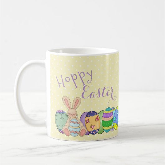 Hoppy Oaster - Kaninchen und farbige Eier Kaffeetasse (Links)