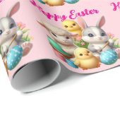 Hoppy Oaster Niedlich Bunny Chicks Lamm Malereieie Geschenkpapier (Rolleneckpunkt)