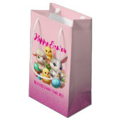 Hoppy Oaster Niedlich Bunny Chicks Lamm Malereieie Kleine Geschenktüte (Rückseite Schrägansicht)