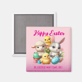 Hoppy Oaster Niedlich Bunny Chicks Lamm Malereieie Magnet