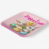 Hoppy Oaster Niedlich Bunny Chicks Lamm Malereieie Pappteller (Gewinkelt)