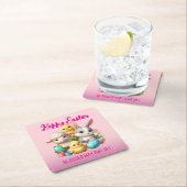Hoppy Oaster Niedlich Bunny Chicks Lamm Malereieie Rechteckiger Pappuntersetzer (Vor Ort)