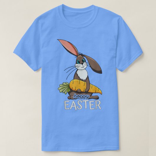 Hoppy Oaster Niedlich Bunny Holding a Carrot  T-Shirt (Design vorne)