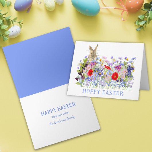 Hoppy Oaster Niedlich Bunny und Spring Floral Karte
