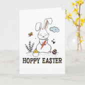 Hoppy Oaster Niedlich Doodle Osterhase Karte (Gelbe Blume)