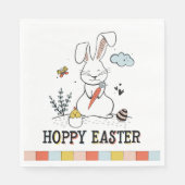 Hoppy Oaster Niedlich Doodle Osterhase Serviette (Vorderseite)