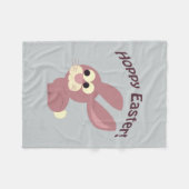 Hoppy Oaster Pink Bunny Fleecedecke (Vorderseite (Horizontal))
