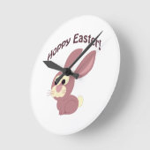 Hoppy Oaster Pink Bunny Runde Wanduhr (Winkel)