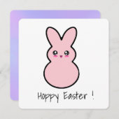 Hoppy Oaster Pink Niedliche Hasenkarte Feiertagskarte (Vorne/Hinten)