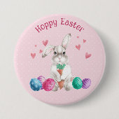 Hoppy Oaster Pink Polka Dot Bunny Rabbit Button (Vorderseite)