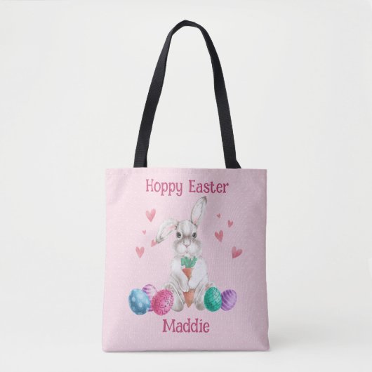 Hoppy Oaster Pink Polka Dot Bunny Rabbit Egg Hunt Tasche (Vorderseite)