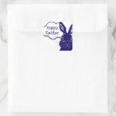 Hoppy Oaster Rabbit Bunny Funny Blue Illustration Quadratischer Aufkleber (Tasche)