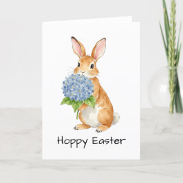 Hoppy Oaster Watercolor Hydrangea Bunny Dankeskarte