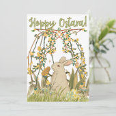 Hoppy Ostara Greeting Card 🐇 Einladung (Stehend Vorderseite)