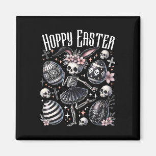 Hoppy Osterfest Sonniges Skelett Tanzen Spooky Ost Magnet