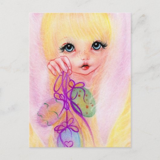 Hoppy Ostersonnenmädchen Postkarte (Vorderseite)