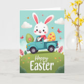 Hoppy Spring Holiday Rabbit Truck Card Karte (Gelbe Blume)