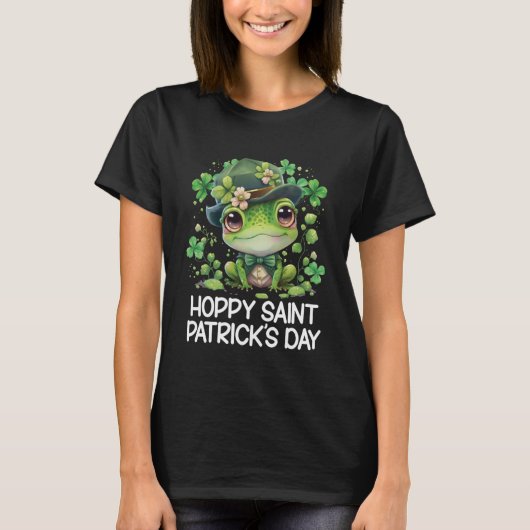 Hoppy St Patrick's Day Niedlich Frog Leprechaun T-Shirt (Vorderseite)