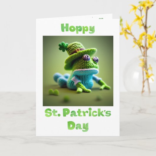 Hoppy St Patrick's Day Wooly Frog Card Karte (Gelbe Blume)