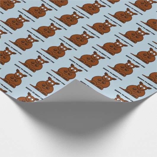 Hoppy to Meet You Kangaroo Funny Cartoon Geschenkpapier (Ecke)