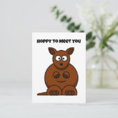 Hoppy to Meet You Kangaroo Funny Cartoon Postkarte (Stehend Vorderseite)