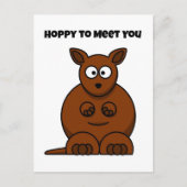 Hoppy to Meet You Kangaroo Funny Cartoon Postkarte (Vorderseite)