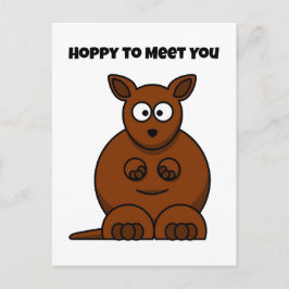 Hoppy to Meet You Kangaroo Funny Cartoon Postkarte