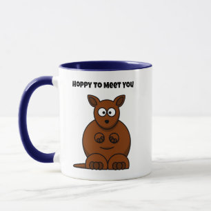 Hoppy to Meet You Kangaroo Funny Cartoon Tasse