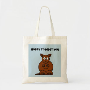 Hoppy to Meet You Kangaroo Funny Cartoon Tragetasche