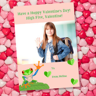 Hoppy Valentine's Day Frog Kinder Klassenzimmer Fo Feiertagskarte