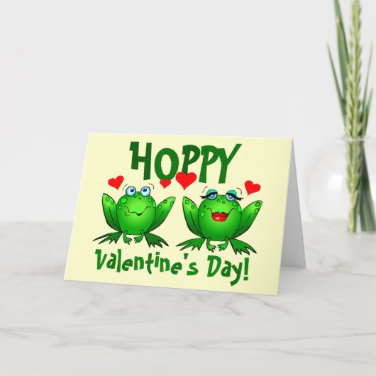 Hoppy Valentines Happy Frogs Blankards Feiertagskarte (Vorderseite)
