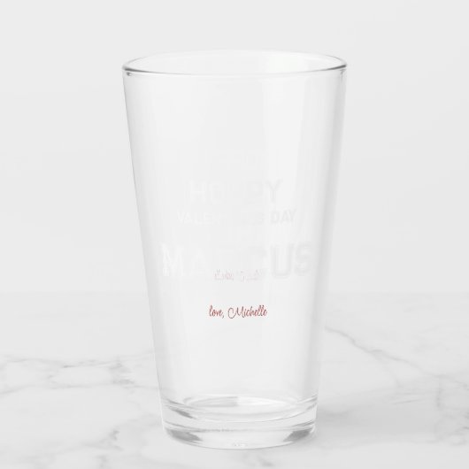 Hoppy Valentines | Monogramm für ihn Glas (Rückseite)