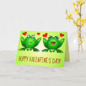Hoppy Valentinstag Fun Niedlicher Cartoon Froschhe Karte (Gelbe Blume)