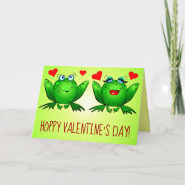 Hoppy Valentinstag Fun Niedlicher Cartoon Froschhe Karte